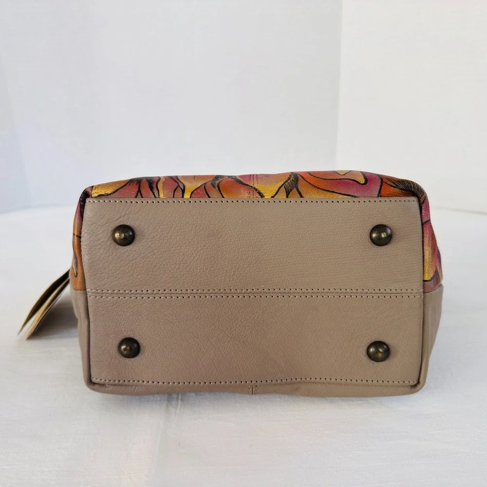Anuschka Satchel Crossbody NEW with Tags 540-DRD-0 Dreamy Dahlias Bronze Signed